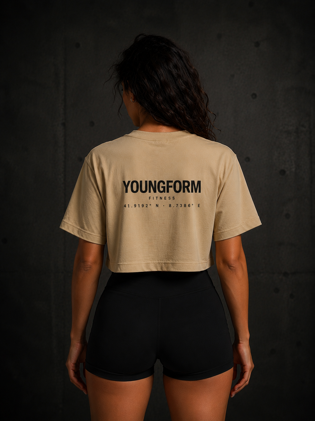 T-shirt Crop Top Femme Beige – YoungForm Fitness